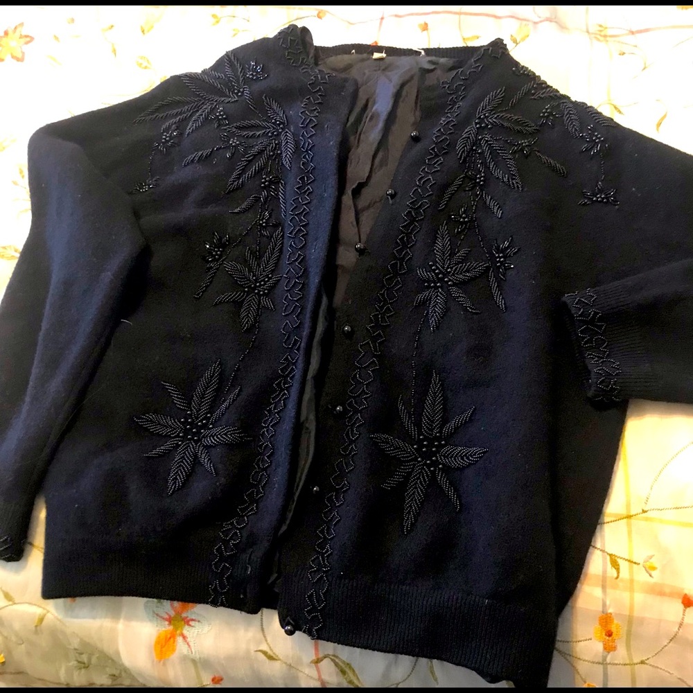 Vintage black beaded sweater